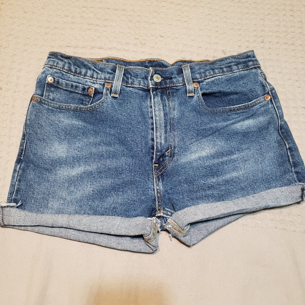 Levi's 512 Slim Fit High Rise Cuffed Jean Shorts 32